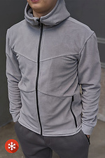 Теплая мужская кофта флиска с капюшоном серого цвета VDLK 8031206 фото №1