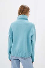 Теплый вязаный свитер оверсайз с высоким воротником  4038207 фото №3