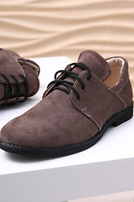 Замшеві туфлі коричневого кольору зі шнурками  4205207 фото №3