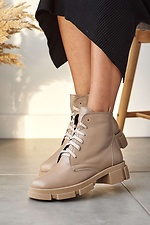 Зимние кожаные ботинки кофейного цвета на платформе 8019207 фото №2