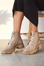 Зимние кожаные ботинки кофейного цвета на платформе 8019207 фото №3