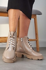 Зимние кожаные ботинки кофейного цвета на платформе 8019207 фото №5