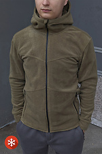 Warm men's fleece jacket with a hood in khaki VDLK 8031207 photo №1