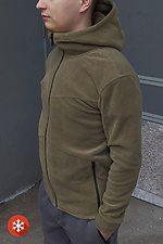 Теплая мужская кофта флиска с капюшоном цвета хаки VDLK 8031207 фото №3