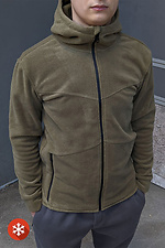 Теплая мужская кофта флиска с капюшоном цвета хаки VDLK 8031207 фото №4