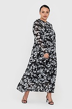 Черное удлиненное шифоновое платье в цветы PHILICIA Garne 3041208 фото №2