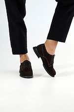 Schokoladenfarbene Damen-Schnürschuhe  4206208 Foto №4