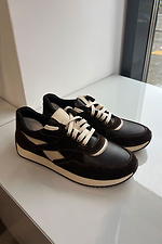 Women's sneakers chocolate color combination of leather and suede  4206209 photo №2