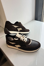 Women's sneakers chocolate color combination of leather and suede  4206209 photo №3