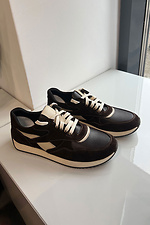 Women's sneakers chocolate color combination of leather and suede  4206209 photo №4