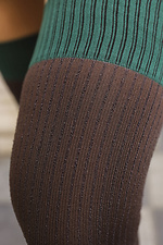 Brown tight stockings with wide green cuffs M-SOCKS 2040210 photo №5