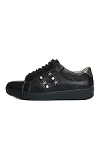 Black leather sneakers with metallic stars and pearls  4205210 photo №1