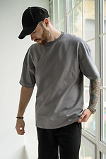 Herren T-Shirt Oversize Baumwolle Grau Teamv 8034210 Foto №5