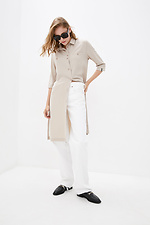 Long THUS viscose shirt with slits in beige Garne 3038211 photo №2