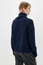 Теплый вязаный свитер оверсайз с высоким воротником  4038211 фото №3