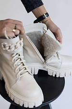 Wysokie buty zimowe w mlecznym militarnym stylu  8019211 zdjęcie №2