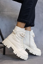 Wysokie buty zimowe w mlecznym militarnym stylu  8019211 zdjęcie №3