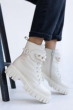 High winter boots in milky military style  8019211 photo №7