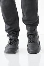 Herren-Ledersneaker Frühling-Herbst schwarz 2505212 Foto №2
