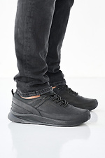 Herren-Ledersneaker Frühling-Herbst schwarz 2505212 Foto №3
