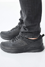 Чоловічі кросівки шкіряні весняно-осінні чорного кольору  2505212 фото №4