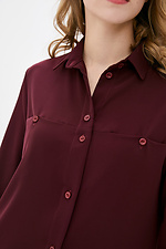Длинная бордовая рубашка THUS из вискозы с разрезами Garne 3038212 фото №4
