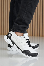 Men's leather sneakers spring-autumn black and white  2505213 photo №1