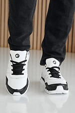 Мужские кроссовки кожаные весенне-осенние черно-белые  2505213 фото №2