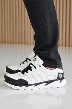 Мужские кроссовки кожаные весенне-осенние черно-белые  2505213 фото №3