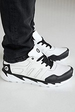 Men's leather sneakers spring-autumn black and white  2505213 photo №4
