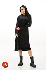 Черное велюровое платье миди с капюшоном Garne 3039213 фото №1
