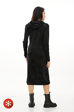 Чорне велюрове плаття міді з капюшоном Garne 3039213 фото №3