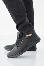 Чоловічі кросівки шкіряні весняно-осінні чорні  2505215 фото №1