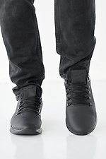 Men's leather sneakers spring-autumn black  2505215 photo №2