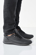 Мужские кроссовки кожаные весенне-осенние черные  2505215 фото №3
