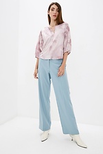 Pink oversized blouse in divorces with cropped lantern sleeves Garne 3038215 photo №2