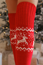 Красные новогодние чулки с оленями M-SOCKS 2040216 фото №7