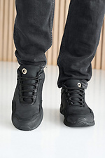 Męskie skórzane sneakersy wiosenno-jesienne w kolorze czarnym  2505216 zdjęcie №2