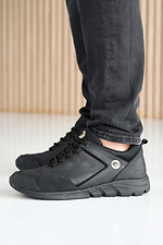 Herren-Ledersneaker Frühling-Herbst schwarz 2505216 Foto №3