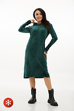 Зелена велюрова сукня міді з капюшоном Garne 3039216 фото №1