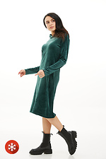 Зеленое велюровое платье миди с капюшоном Garne 3039216 фото №2
