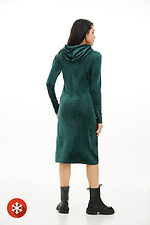 Зеленое велюровое платье миди с капюшоном Garne 3039216 фото №3