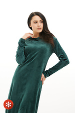 Зеленое велюровое платье миди с капюшоном Garne 3039216 фото №4
