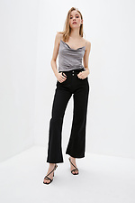 Wide leg black flared jeans with high waist  4009216 photo №2
