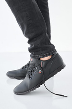 Men's leather sneakers spring-autumn black  2505217 photo №1
