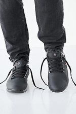 Herren-Ledersneaker Frühling-Herbst schwarz 2505217 Foto №2