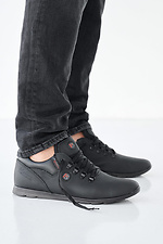 Мужские кроссовки кожаные весенне-осенние черные  2505217 фото №3