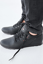 Чоловічі кросівки шкіряні весняно-осінні чорні  2505217 фото №4