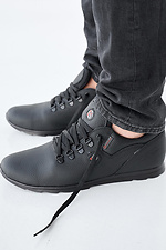 Herren-Ledersneaker Frühling-Herbst schwarz 2505217 Foto №4