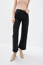 Wide leg black flared jeans with high waist  4009217 photo №1